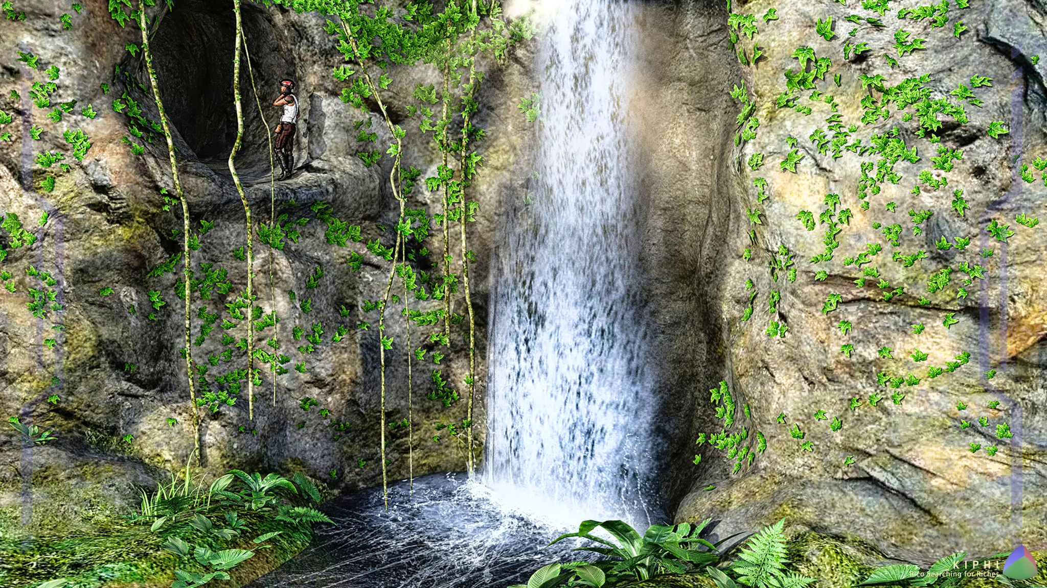A lone wildcatter approaches a cave in the Kiphi Mountains.