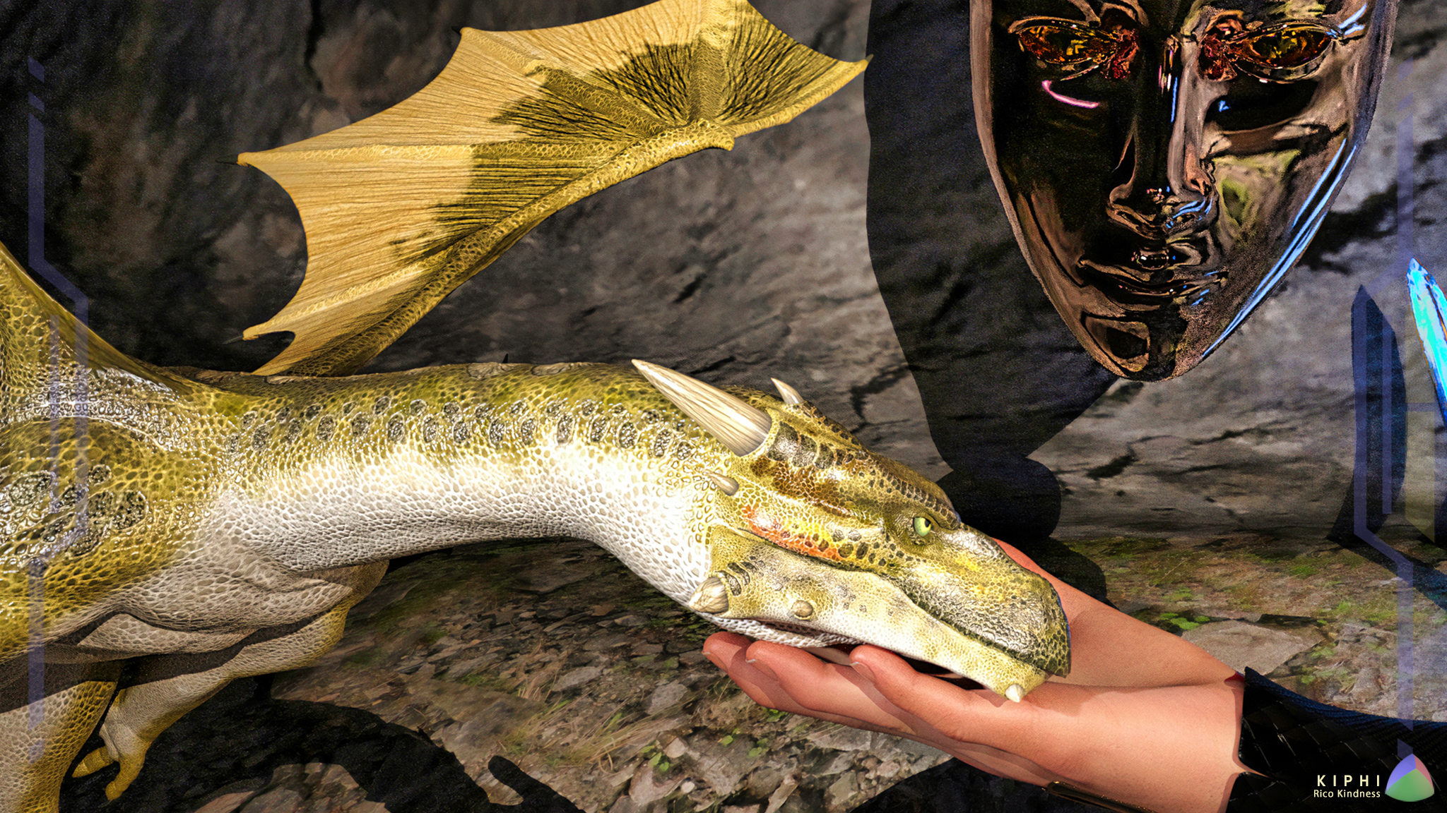 Rico offers an open hand; Puff calms and rests his head.