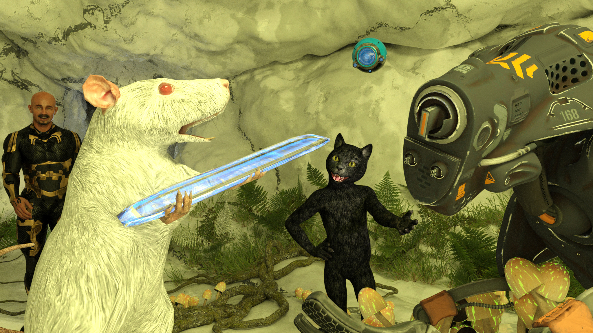 Rinaldo gifts K9 a piece of OGG in gratitude.