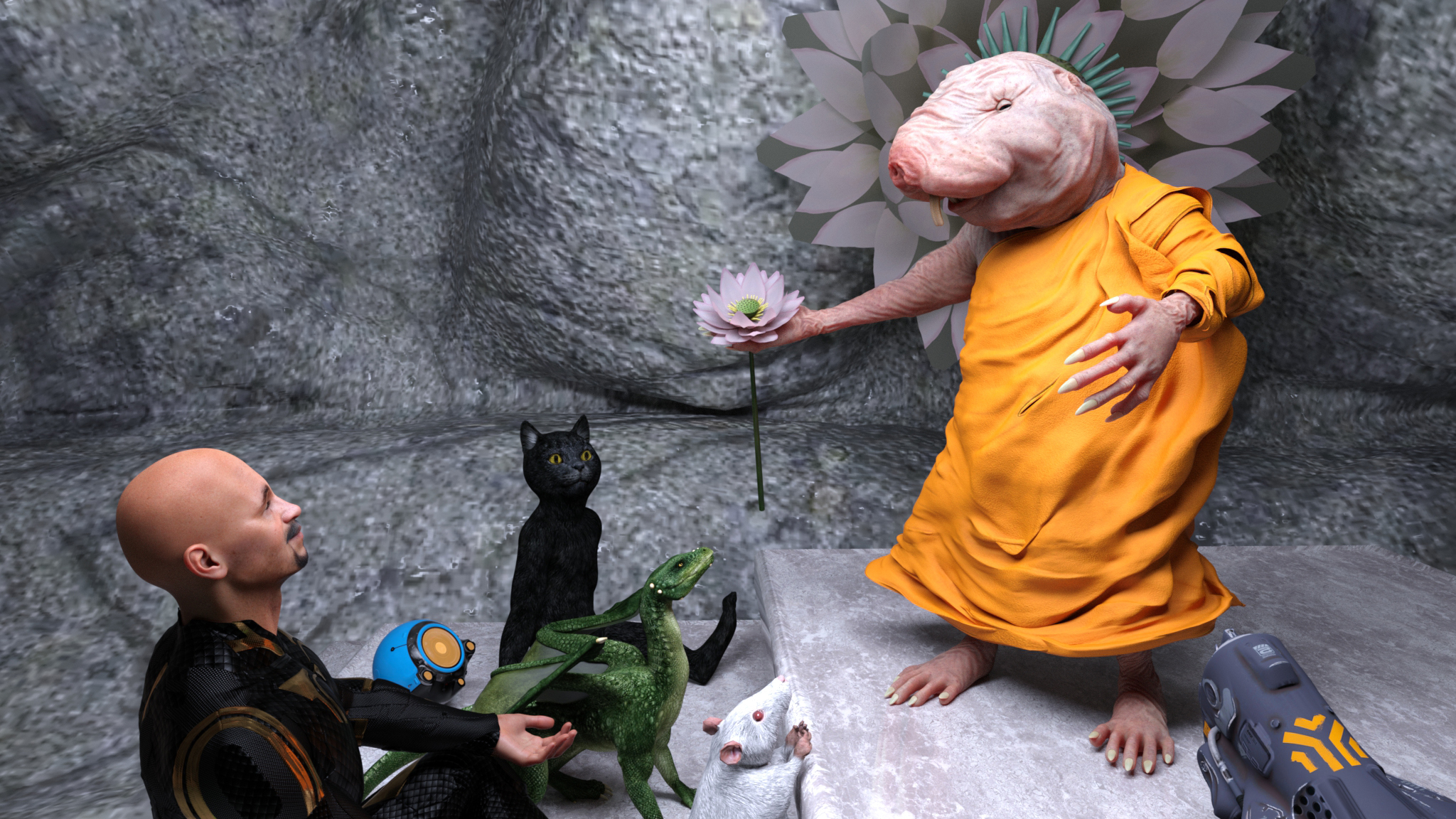 Kalki’s lotus sermon — no words spoken.