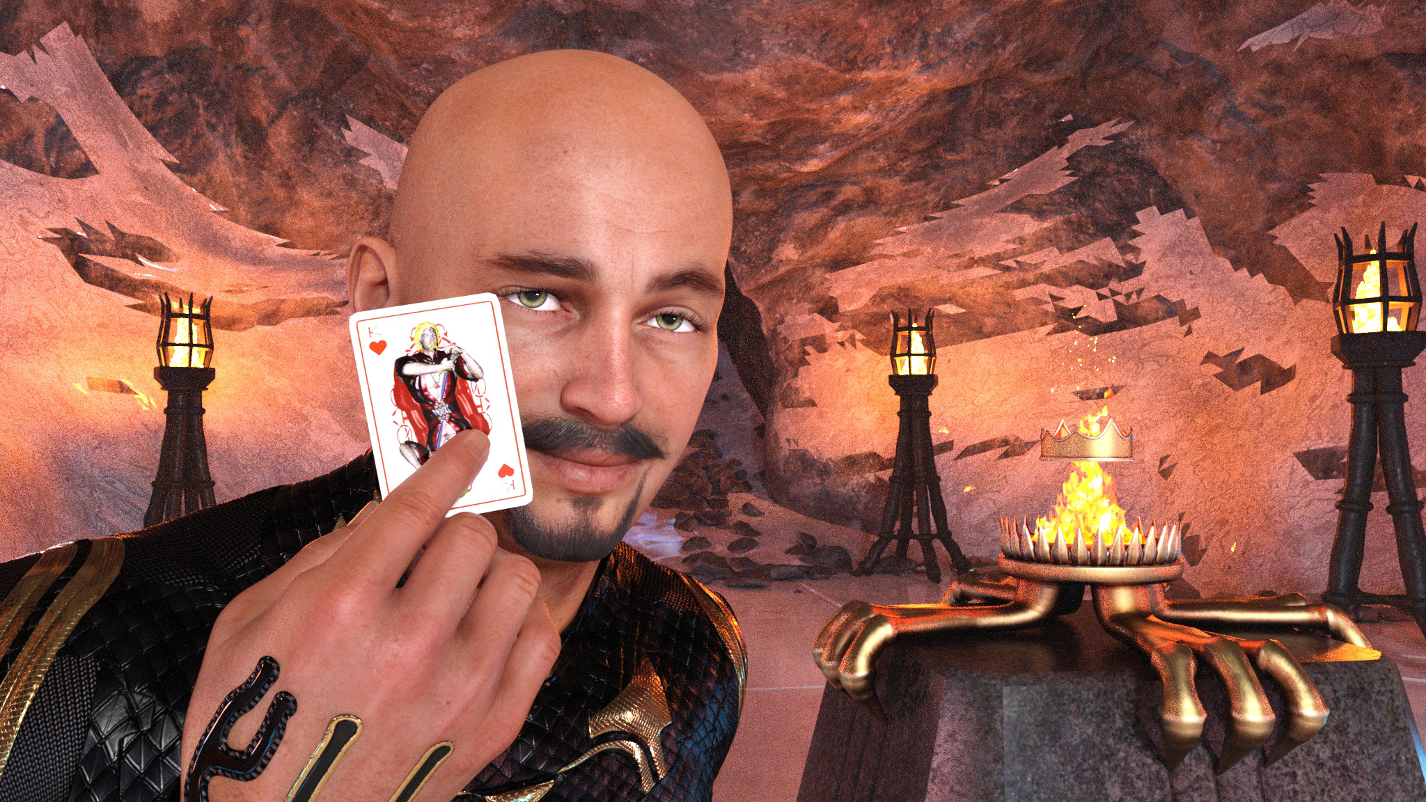 Rico presents his calling card and answers, 'The King of Hearts.'