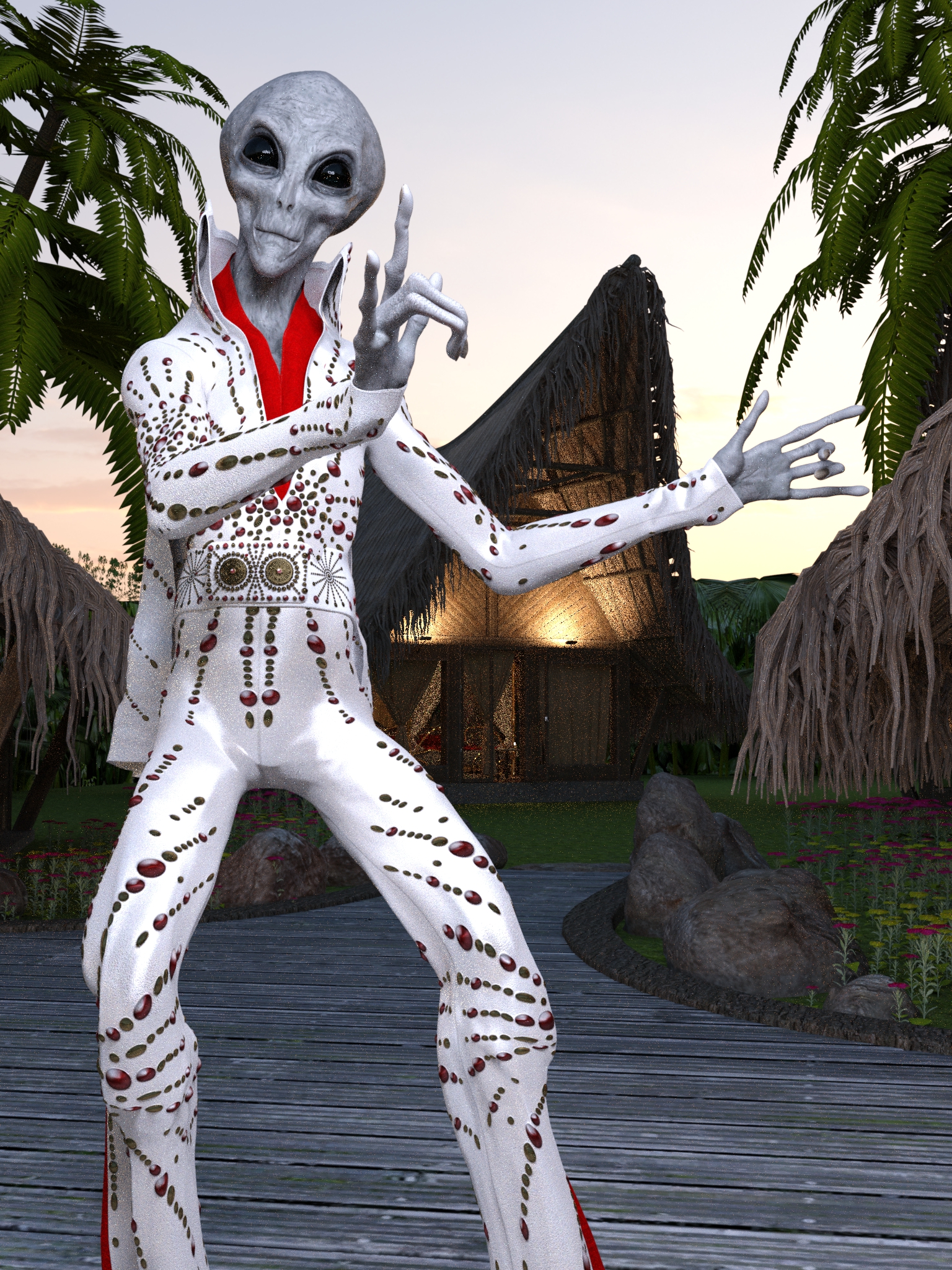 At Ko Samui, Gary throws a welcome-back party and sings the King’s hits in costume.