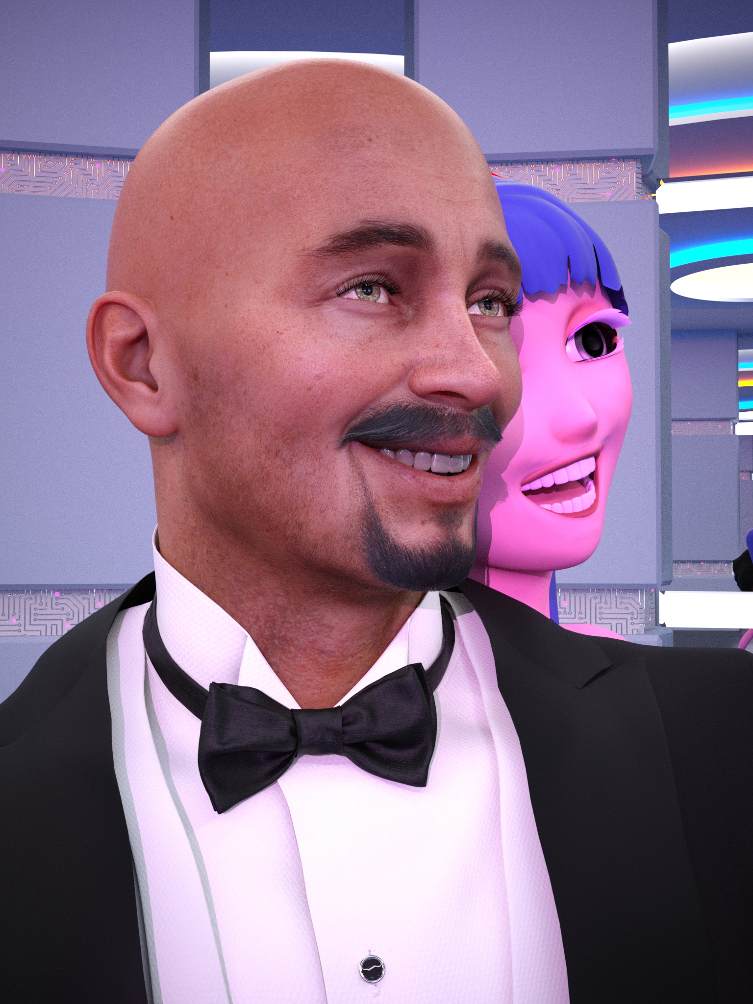 A paired portrait of Rico and Mynt at the Hall of Mirrors.